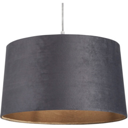 Lighting Collection Posner Dark Grey Velvet Tapered Drum Lamp Shade 40cm - Size: 24 x 41 x 41cm - Charcoal Grey - Wilko - thumbnail 4