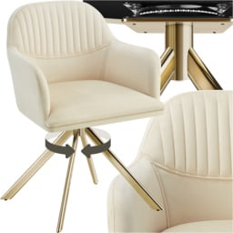 tectake Lona Cream and Gold Velvet Fabric Swivel Accent Chair - Size: Single - Wilko - thumbnail 3