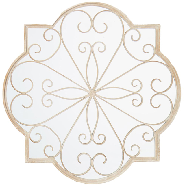 MirrorOutlet Cream Metal Rose Petal Shaped Window Garden Mirror 90 x 90cm - Size: 90 x 90 x 3cm - Wilko - image 1