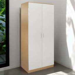 Brooklyn 2 Door Oak and Cream High Gloss Wardrobe - Wilko - thumbnail 1