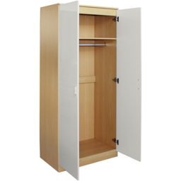 Brooklyn 2 Door Oak and Cream High Gloss Wardrobe - Wilko - thumbnail 5