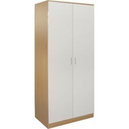 Brooklyn 2 Door Oak and Cream High Gloss Wardrobe - Wilko - thumbnail 3