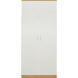 Brooklyn 2 Door Oak and Cream High Gloss Wardrobe - Wilko - thumbnail 4