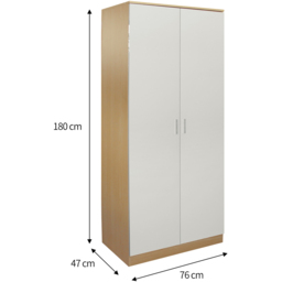 Brooklyn 2 Door Oak and Cream High Gloss Wardrobe - Wilko - thumbnail 7