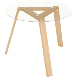 Costway 4 Seater Round Glass Dining Table Natural - n/a - Wilko - thumbnail 4