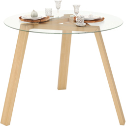 Costway 4 Seater Round Glass Dining Table Natural - n/a - Wilko - thumbnail 3