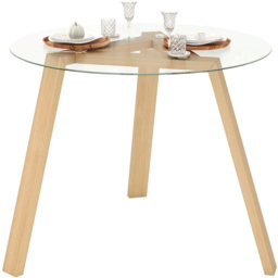 Costway 4 Seater Round Glass Dining Table Natural - n/a - Wilko - thumbnail 5