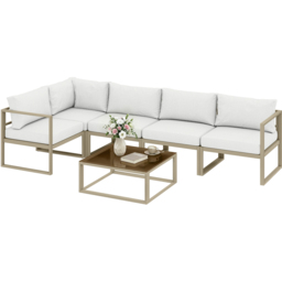 Outsunny 6 Seater White Aluminium Garden Lounge Set with Cushion - Wilko - thumbnail 3