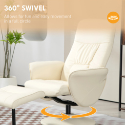 Portland Cream White PU Leather Armchair with Footrest - Size: Single - Wilko - thumbnail 6