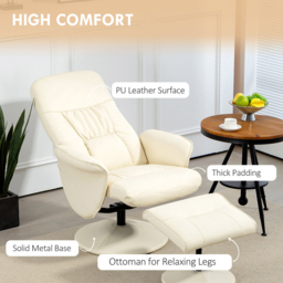 Portland Cream White PU Leather Armchair with Footrest - Size: Single - Wilko - thumbnail 7