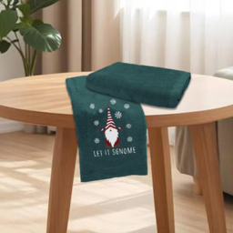 Noel Square Xmas Gonks Green Hand Towel 2 Pack - Size: 66 x 41 x 1cm - Wilko - thumbnail 3
