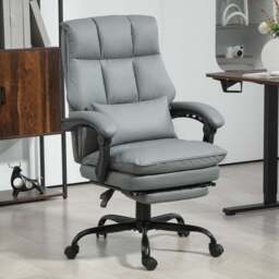 Portland Grey PU Leather Executive Office Chair - Size: 115 x 62 x 67cm - Wilko - thumbnail 1