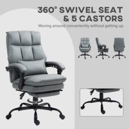 Portland Grey PU Leather Executive Office Chair - Size: 115 x 62 x 67cm - Wilko - thumbnail 4