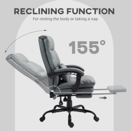 Portland Grey PU Leather Executive Office Chair - Size: 115 x 62 x 67cm - Wilko - thumbnail 5