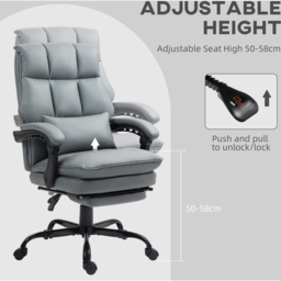 Portland Grey PU Leather Executive Office Chair - Size: 115 x 62 x 67cm - Wilko - thumbnail 6