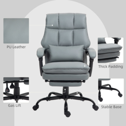 Portland Grey PU Leather Executive Office Chair - Size: 115 x 62 x 67cm - Wilko - thumbnail 7