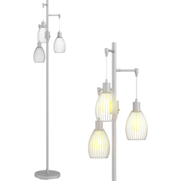 Portland Industrial Silver Tone 3 Light Dimmable Floor Lamp - Size: 170.5 x 30 x 30cm - Wilko - thumbnail 4