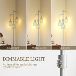 Portland Industrial Silver Tone 3 Light Dimmable Floor Lamp - Size: 170.5 x 30 x 30cm - Wilko - thumbnail 7