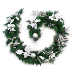 Best Artificial White and Silver Christmas Garland 180cm - Wilko - thumbnail 1
