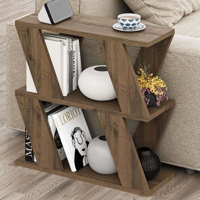 Decortie Lazena 2 Shelf Dark Oak Side Table - Size: 55.4 x 60 x 21.2cm - Brown - Wilko - image 1