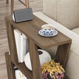 Decortie Lazena 2 Shelf Dark Oak Side Table - Size: 55.4 x 60 x 21.2cm - Brown - Wilko - thumbnail 5