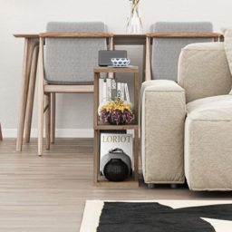 Decortie Lazena 2 Shelf Dark Oak Side Table - Size: 55.4 x 60 x 21.2cm - Brown - Wilko - thumbnail 4
