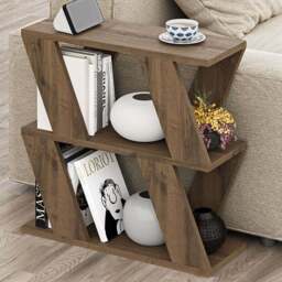 Decortie Lazena 2 Shelf Dark Oak Side Table - Size: 55.4 x 60 x 21.2cm - Brown - Wilko
