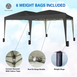 Black 3 x 6m Pop Up Gazebo with Weight Bags - MCC - Wilko - thumbnail 5