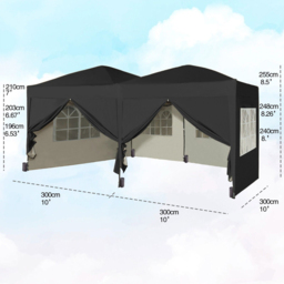 Black 3 x 6m Pop Up Gazebo with Weight Bags - MCC - Wilko - thumbnail 6