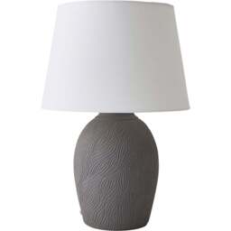 ValueLights Clint Grey Linen Tapered Shade Etched Hand Finished Ceramic LED Table Lamp - Size: 48 x 33 x 33cm - Wilko