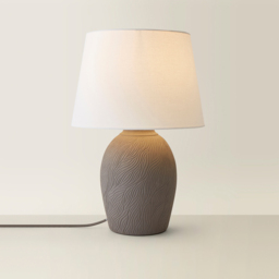 ValueLights Clint Grey Linen Tapered Shade Etched Hand Finished Ceramic LED Table Lamp - Size: 48 x 33 x 33cm - Wilko - thumbnail 6