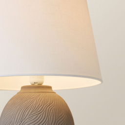 ValueLights Clint Grey Linen Tapered Shade Etched Hand Finished Ceramic LED Table Lamp - Size: 48 x 33 x 33cm - Wilko - thumbnail 4