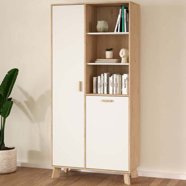 Furniture To Go Ikast 2 Door White and Brown Cabinet - Wilko - image 1