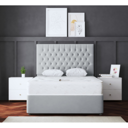 DS Living Seraphine Small Double Silver Upholstered Panel Divan Bed with 2 Drawer - Wilko - thumbnail 5