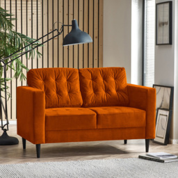 Furniturebox Josie 2 Seater Burnt Orange Velvet Sofa - Wilko - thumbnail 6