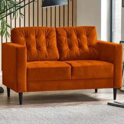 Furniturebox Josie 2 Seater Burnt Orange Velvet Sofa - Wilko - thumbnail 1
