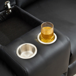 Artemis Home Hudson 2 Seater Black Leather Rocker Manual Recliner Sofa with Centre Console - Wilko - thumbnail 5