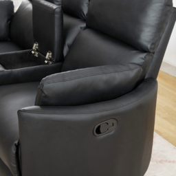 Artemis Home Hudson 2 Seater Black Leather Rocker Manual Recliner Sofa with Centre Console - Wilko - thumbnail 3