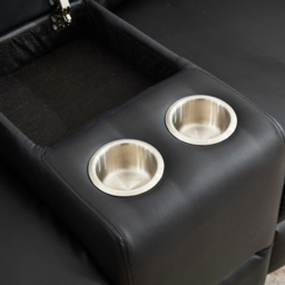 Artemis Home Hudson 2 Seater Black Leather Rocker Manual Recliner Sofa with Centre Console - Wilko - thumbnail 4