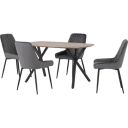 Seconique Athens Avery 4 Seater Dining Set Oak and Grey - Brown - Wilko - thumbnail 3