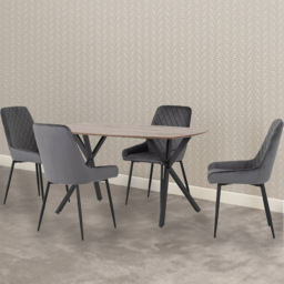 Seconique Athens Avery 4 Seater Dining Set Oak and Grey - Brown - Wilko