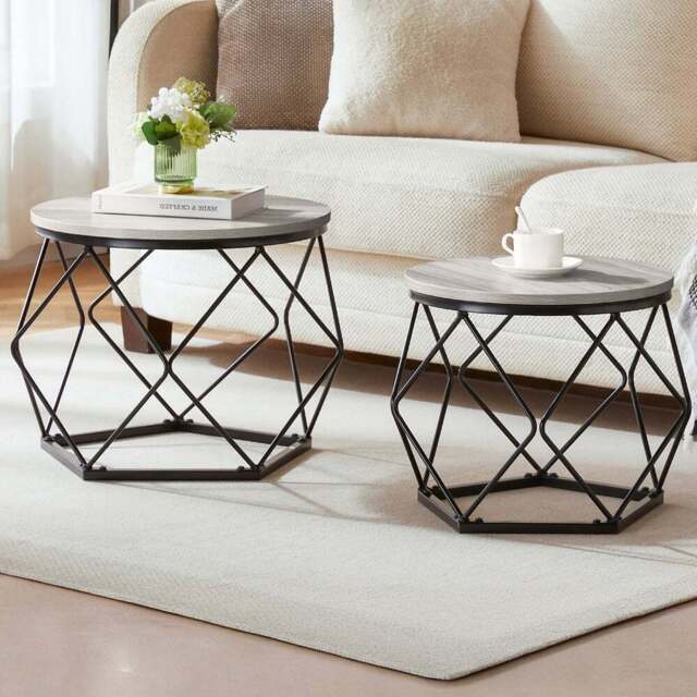 Vida Designs Brooklyn Grey Nest of Tables Set of 2 - Wilko - image 1