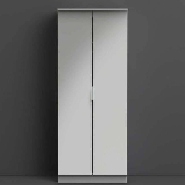Crowndale Plymouth 2 Door Uniform Grey and Dusk Grey Tall Wardrobe Ready Assembled - Wilko - image 1