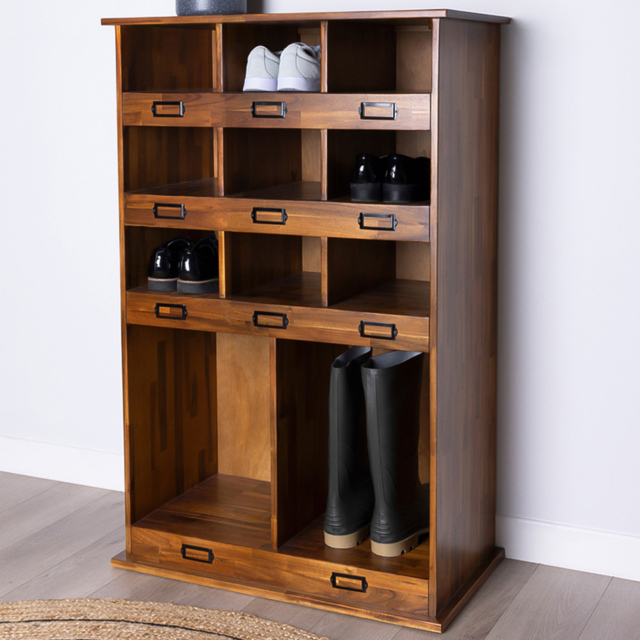 Charles Bentley Charnwood Large Wooden Shoe and Boot Locker - Size: 40 x 75 x 118cm - Brown - Wilko - image 1