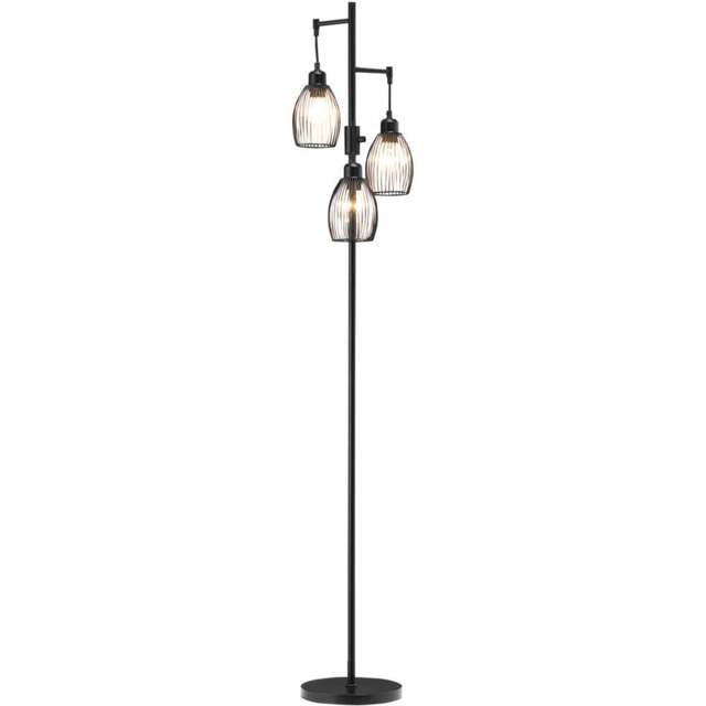 Portland Black 3 Light Industrial Floor Lamp - Size: 30 x 30 x 170.5cm - Wilko - image 1