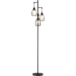 Portland Black 3 Light Industrial Floor Lamp - Size: 30 x 30 x 170.5cm - Wilko