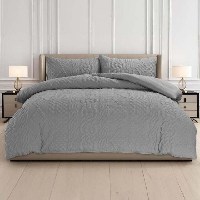 Velosso Single Grey Quilted Knit Duvet Set - Wilko - image 1