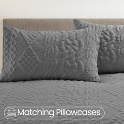 Velosso Single Grey Quilted Knit Duvet Set - Wilko - thumbnail 5