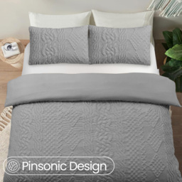 Velosso Single Grey Quilted Knit Duvet Set - Wilko - thumbnail 3