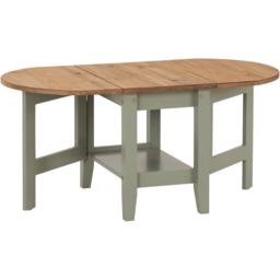 Seconique Santos Single Shelf Drop Leaf Green Distressed Waxed Pine Coffee Table - Grey - Wilko - thumbnail 3